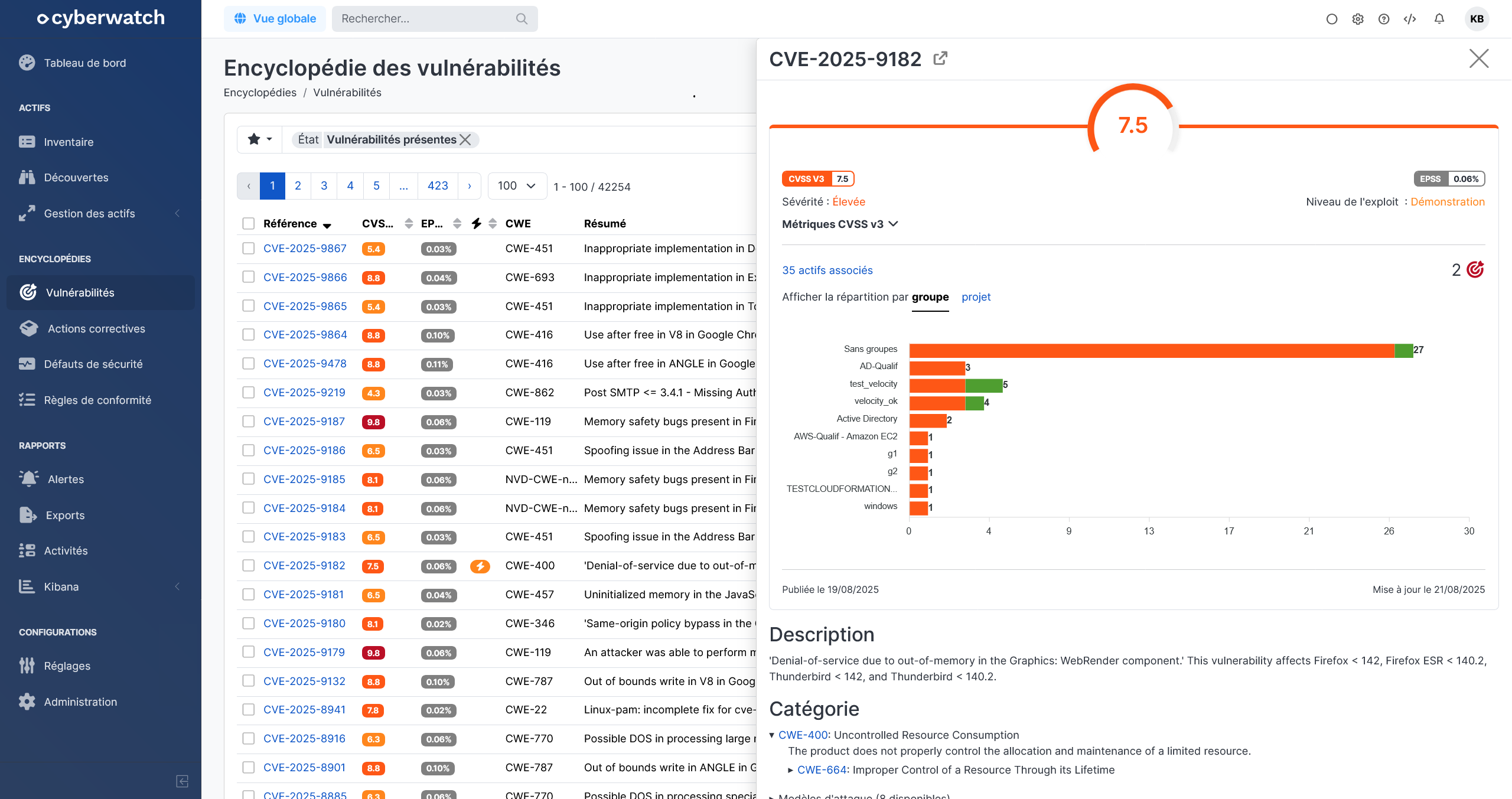 Interface Cyberwatch 15.0 mettant en avant les améliorations de l'expérience utilisateur.