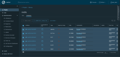 Scan Cyberwatch en cours et planifié depuis Harbor