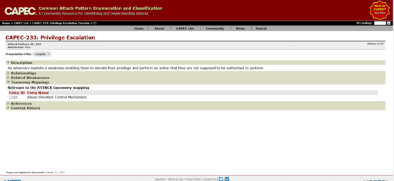 Données officielles de CAPEC-233