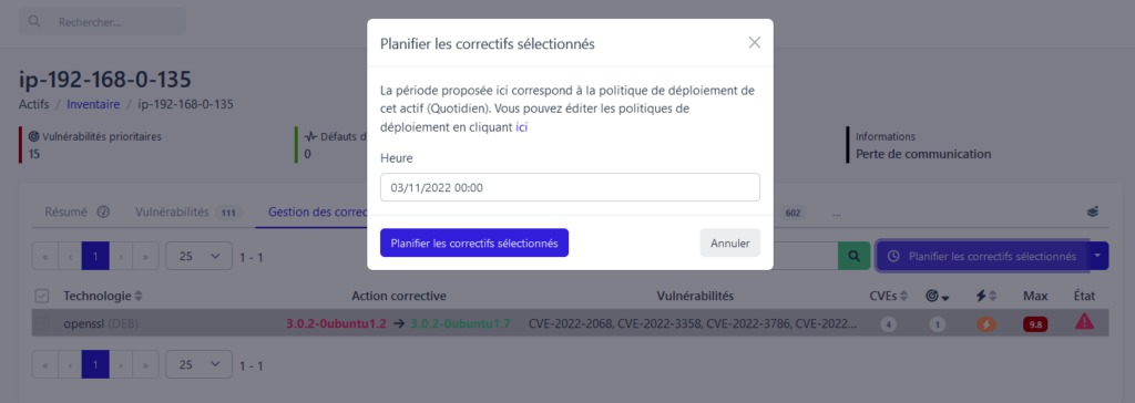 Corriger SpookySSL CVE-2022-3602 et CVE-2022-3786 avec Cyberwatch Vulnerability Manager
