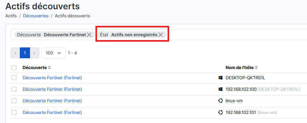 Plateforme Cyberwatch : actif non enregistré